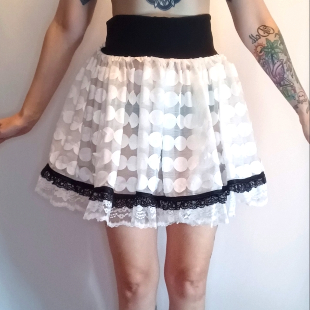 Sheer White Circle Over Skirt.